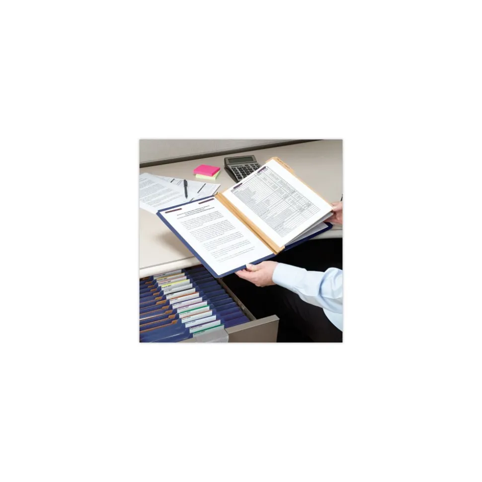 Smead Six SafeSHIELD Fasteners 2 Dividers Legal Size Six-Section Pressboard Top Tab Classification Folders - Dark Blue (10/Box)