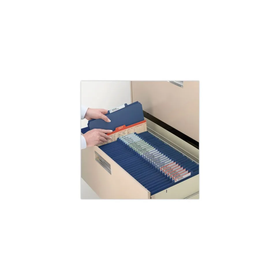 Smead Six SafeSHIELD Fasteners 2 Dividers Legal Size Six-Section Pressboard Top Tab Classification Folders - Dark Blue (10/Box)