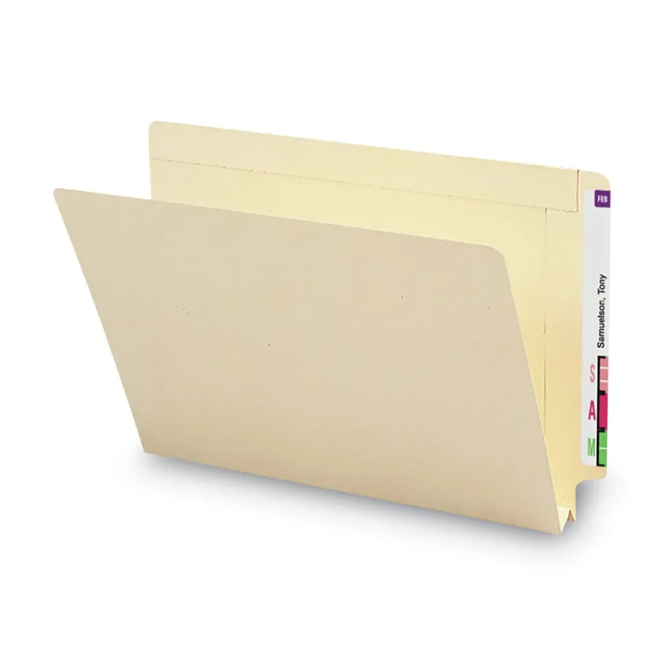 Smead 27275 Straight Tabs Legal Size 1.5 in. Expansion Heavyweight End Tab Expansion Folders - Manila (50/Box)