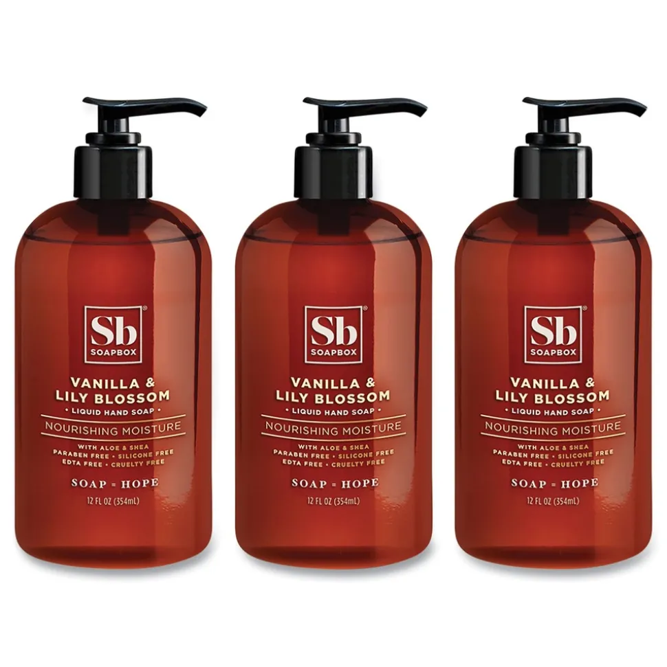 Soapbox 12 oz Hand Soap - Vanilla and Lily Blossom Scent (3/Box)