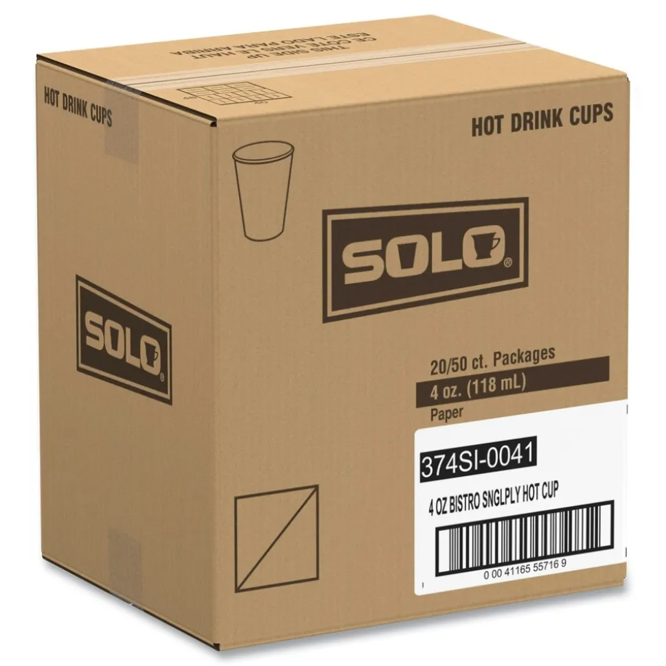 SOLO 4 oz. Bistro Design Single-Sided Poly Paper Hot Cups (50/Pack, 20 Pack/Carton)