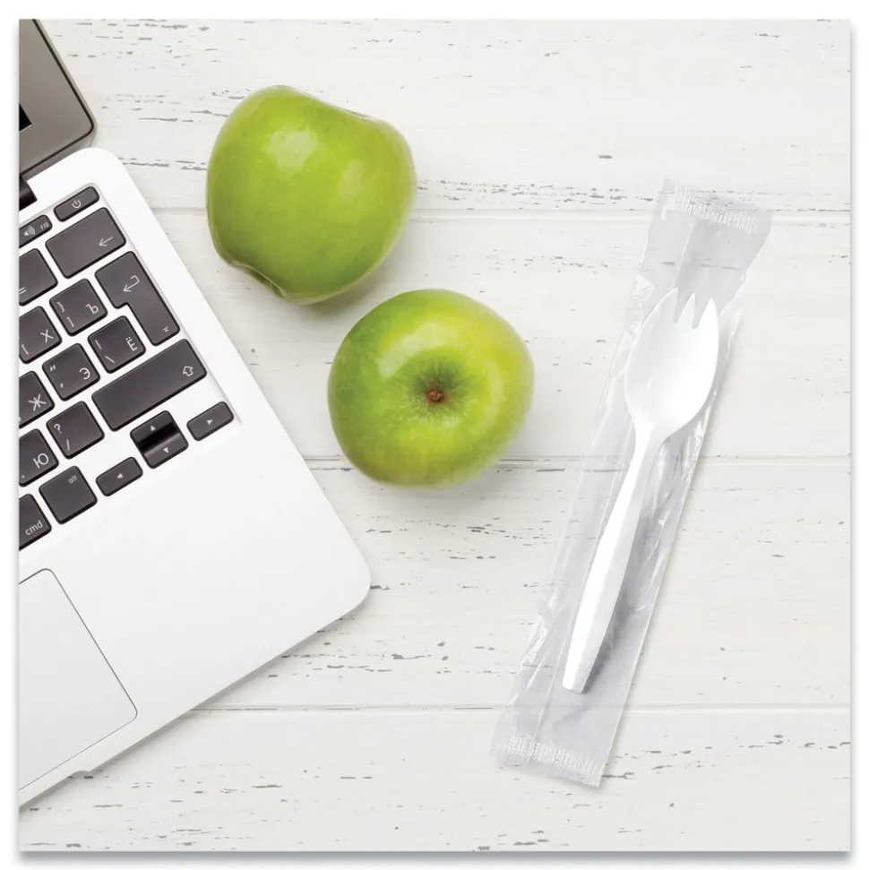 SOLO Individually Wrapped Regal Mediumweight Plastic Cutlery Spork - White (1000/Carton)
