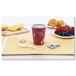 SOLO 412SIN-0041 12 oz. Paper Bistro Design Hot Drink Cups - Maroon (1000/Carton)