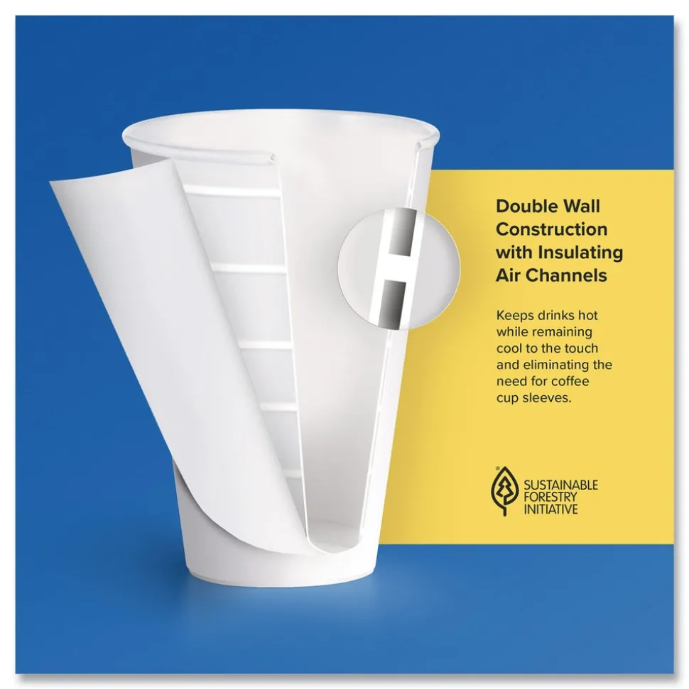 SOLO Thermoguard 20 oz Sustainable Forest Print Insulated Paper Hot Cups - White (600/Carton)