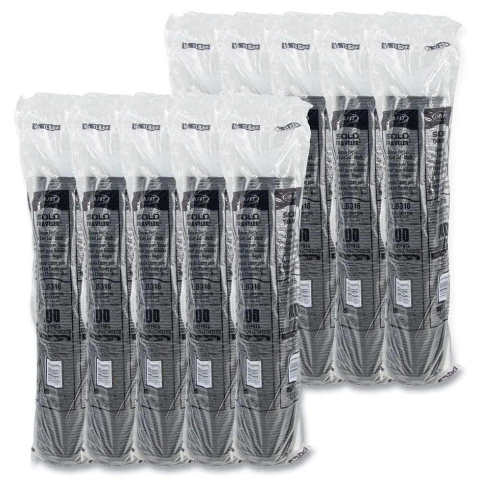 SOLO Traveler Cappuccino Style Dome Lid Fits 10 oz. to 24 oz. Cups - Black (1000/Carton)