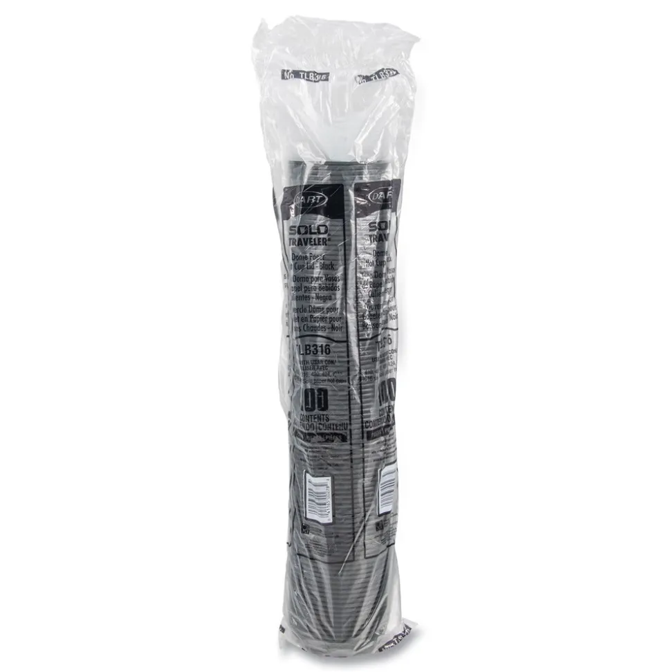 SOLO Traveler Cappuccino Style Dome Lid Fits 10 oz. to 24 oz. Cups - Black (1000/Carton)