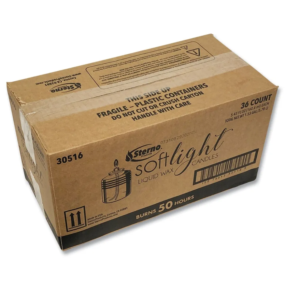 Sterno 30516 50 Hour Burn 126 g Soft Light Liquid Wax - Clear (36/Carton)