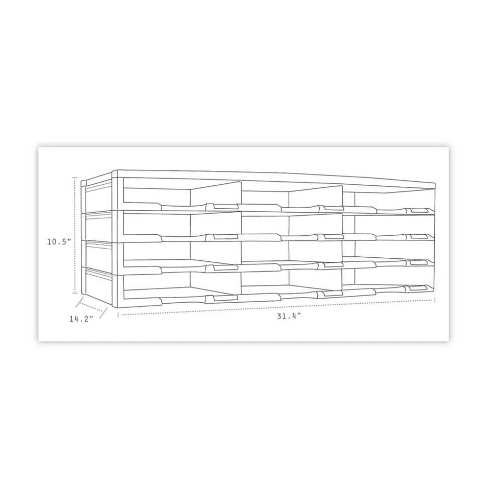 Storex 12 Compartments 10.63 in. x 13.3 in. x 31.4 in. Literature Organizer - Black