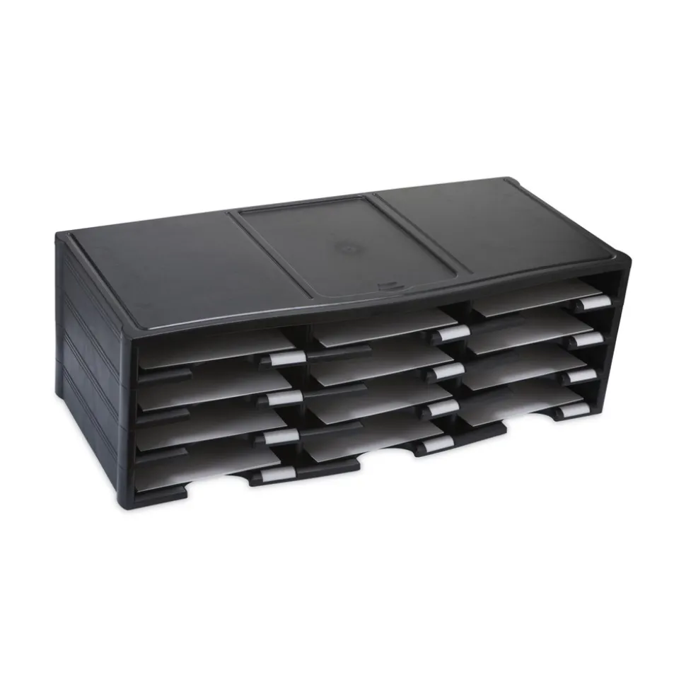 Storex 12 Compartments 10.63 in. x 13.3 in. x 31.4 in. Literature Organizer - Black
