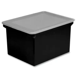 Storex 13.9 in. x 18.3 in. x 10.6 in. Legal/Letter Tote with Comfort Edges - Black (4/Carton)