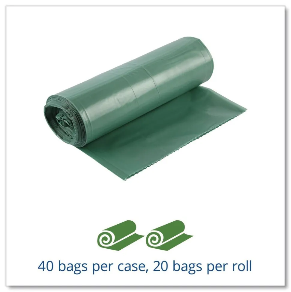 Stout by Envision Controlled Life-Cycle 33 in. x 40 in. 1.1 mil. 33 Gallon Plastic Trash Bags - Green (40/Box)