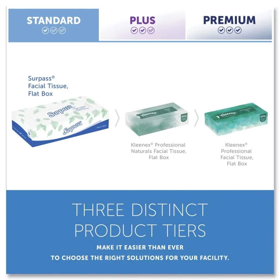 Surpass 21340 2-Ply Flat Box Facial Tissue for Business - White (100 Sheets/Box, 30 Boxes/Carton)
