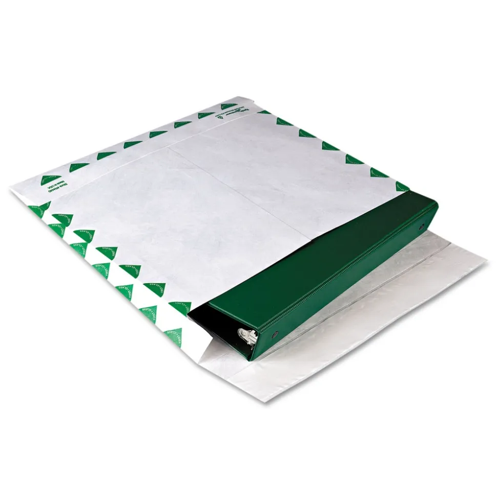 Survivor Tyvek First Class 10 x 13 18 lb. Heavy Square Flap Open End Expansion Mailers - White (100/Carton)