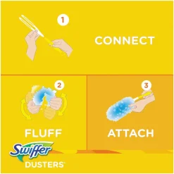 Swiffer Dusters Starter Kit with Dust Lock Fiber and 6 in. Handle - Blue/Yellow (6/Carton)