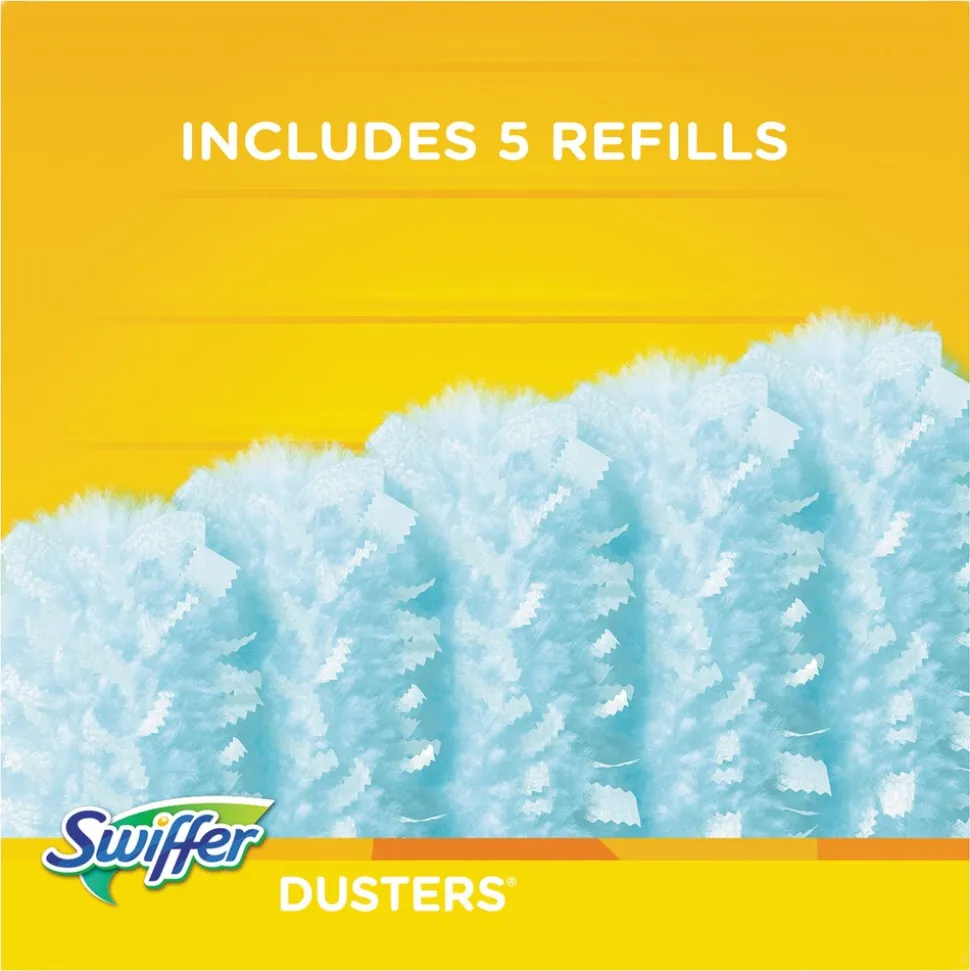 Swiffer Dusters Starter Kit with Dust Lock Fiber and 6 in. Handle - Blue/Yellow (6/Carton)