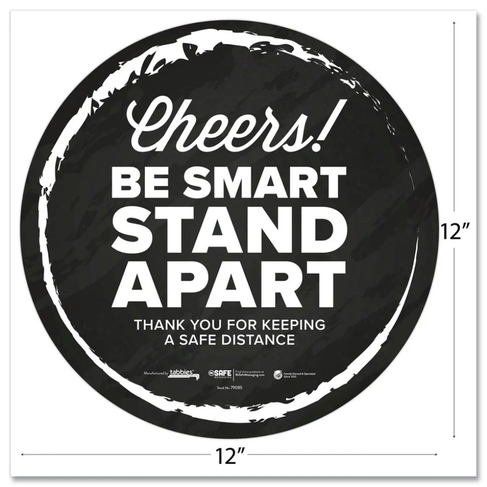Tabbies BeSafe Messaging 12 in. Floor Decals - Black/White (6/Pack)