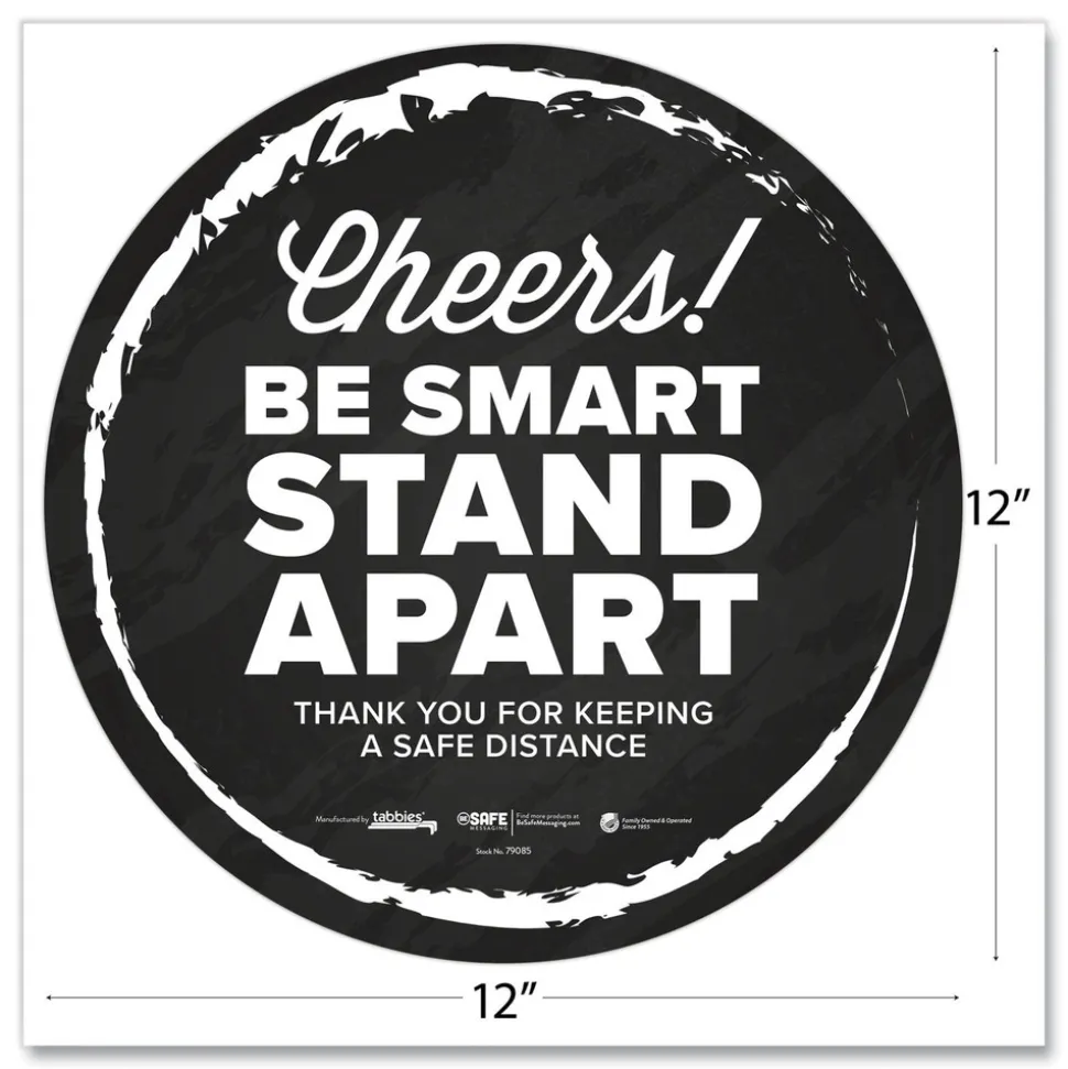 Tabbies BeSafe Messaging 12 in. Floor Decals - Black/White (60/Carton)