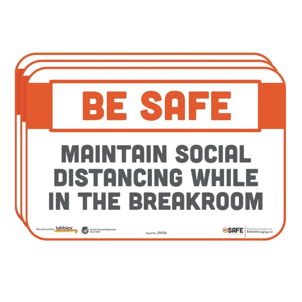 Tabbies BeSafe Messaging 9 in. x 6 in. Repositionable Wall/Door Signs - White (3/Pack)