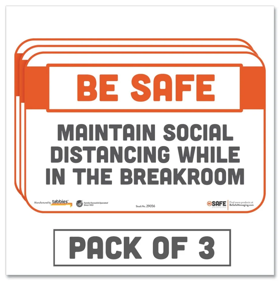Tabbies BeSafe Messaging 9 in. x 6 in. Repositionable Wall/Door Signs - White (3/Pack)