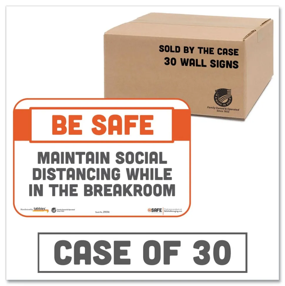 Tabbies BeSafe Messaging 9 in. x 6 in. Repositionable Wall/Door Signs - White (30/Carton)