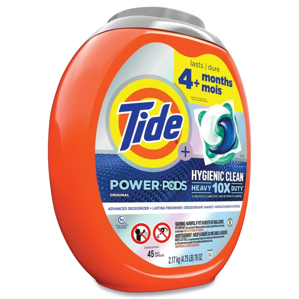 Tide Hygienic Clean Heavy 10x Duty Power Pods 76 oz. Tub HE Compatible Laundry Detergent - Original Scent (4/Carton)