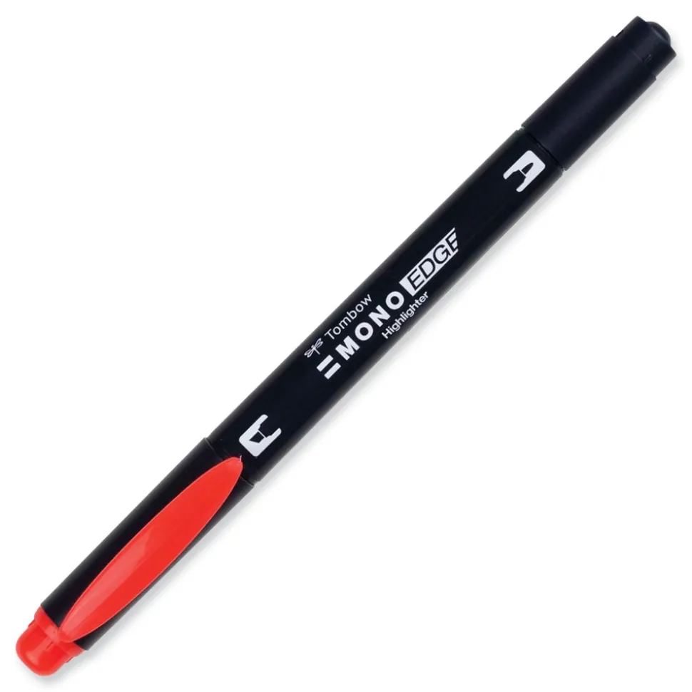 Tombow Mono Chisel/Bullet Tip Edge Highlighters - Red Barrel/Red Ink (10/Box)