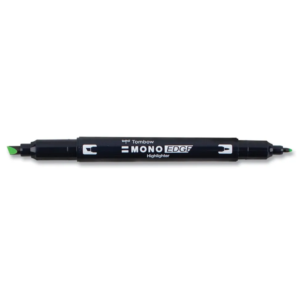 Tombow Mono Chisel/Bullet Tip Edge Highlighters - Yellow Green Barrel/Yellow Green Ink (10/Box)