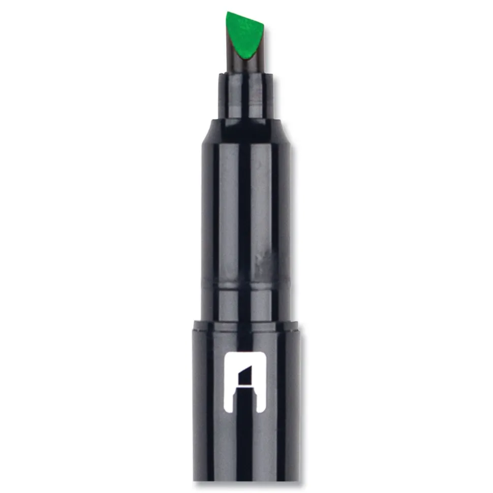 Tombow Mono Chisel/Bullet Tip Edge Highlighters - Yellow Green Barrel/Yellow Green Ink (10/Box)