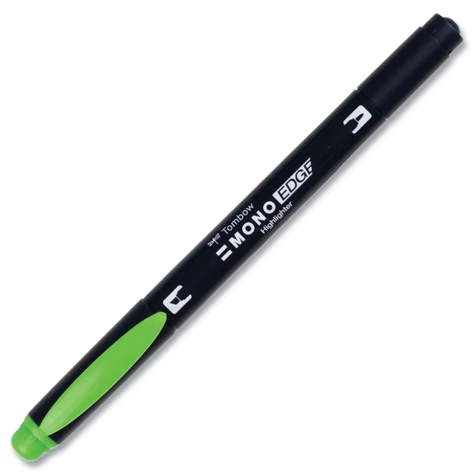 Tombow Mono Chisel/Bullet Tip Edge Highlighters - Yellow Green Barrel/Yellow Green Ink (10/Box)
