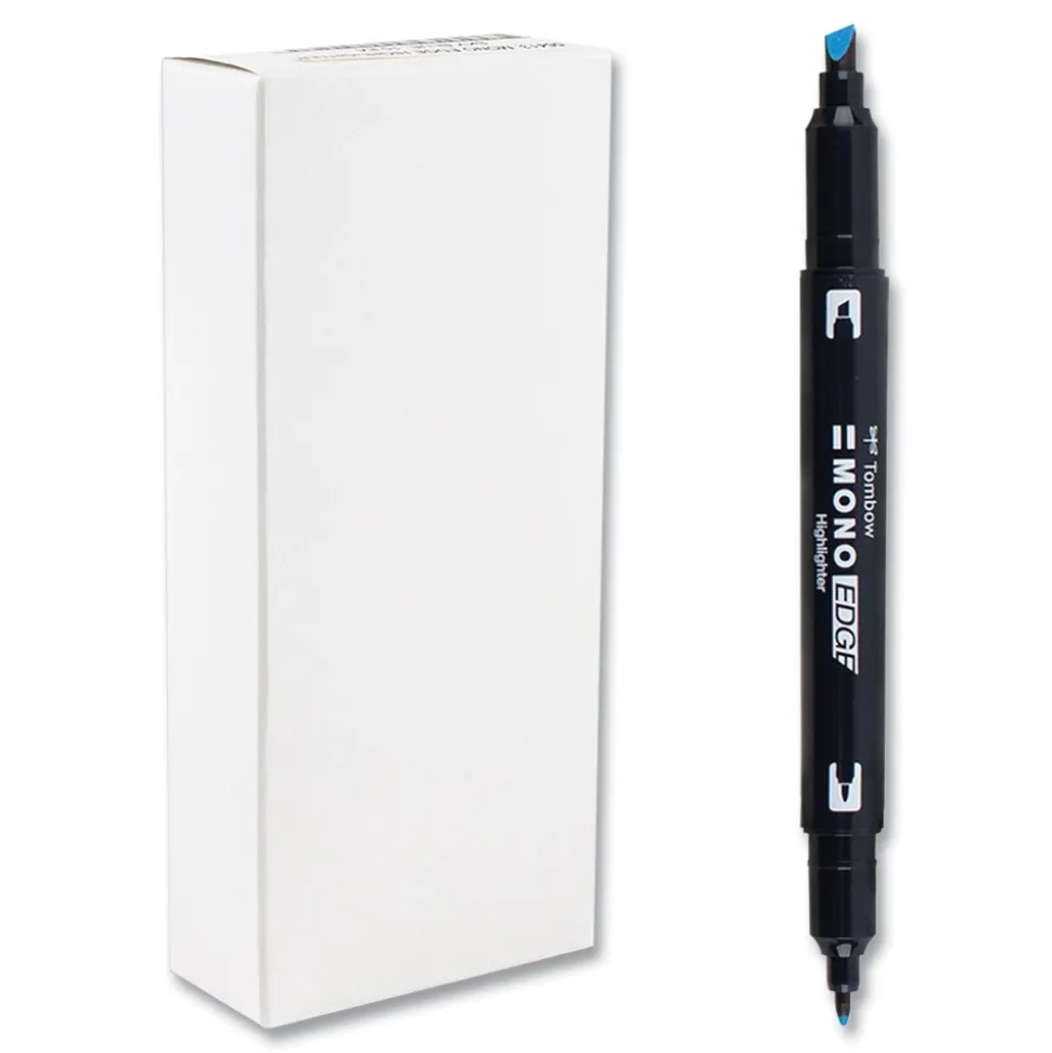 Tombow Mono Chisel/Bullet Tip Highlighters - Skyblue Barrel/Skyblue Ink (10/Box)