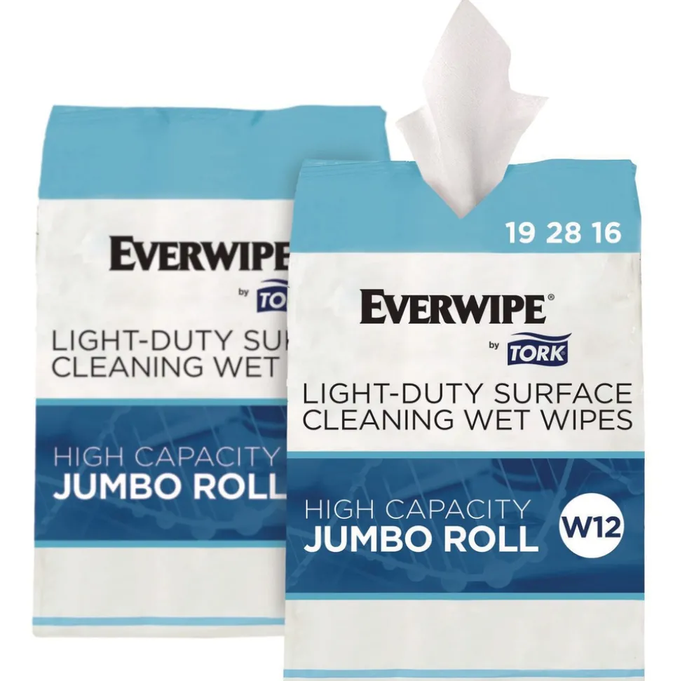 Tork 8 in. x 6 in. 1-Ply Light-Duty Surface Cleaning Wet Wipe - Unscented, White (2 Rolls/Carton)