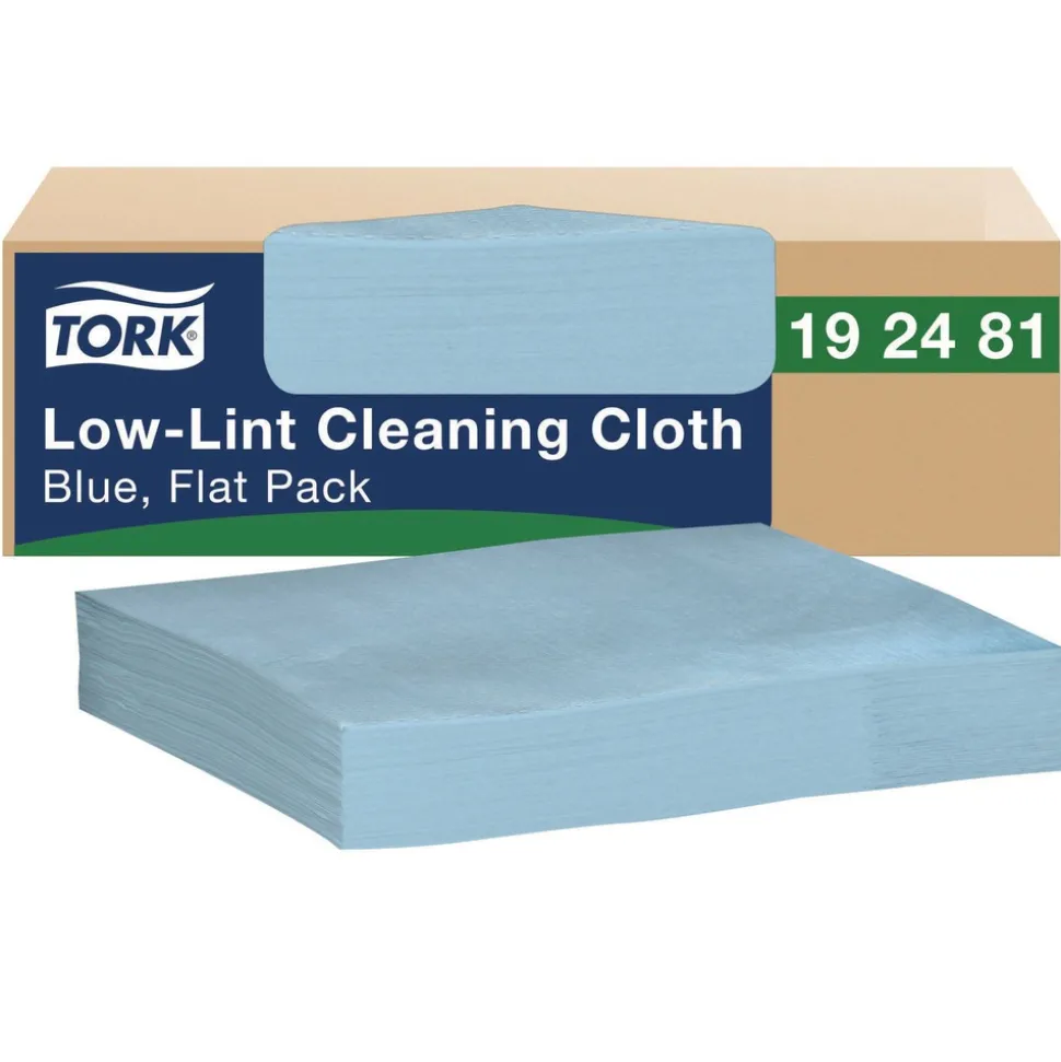 Tork 12 in. x 12 in. 1-Ply Low-Lint Cleaning Cloth - Blue (250/Carton)