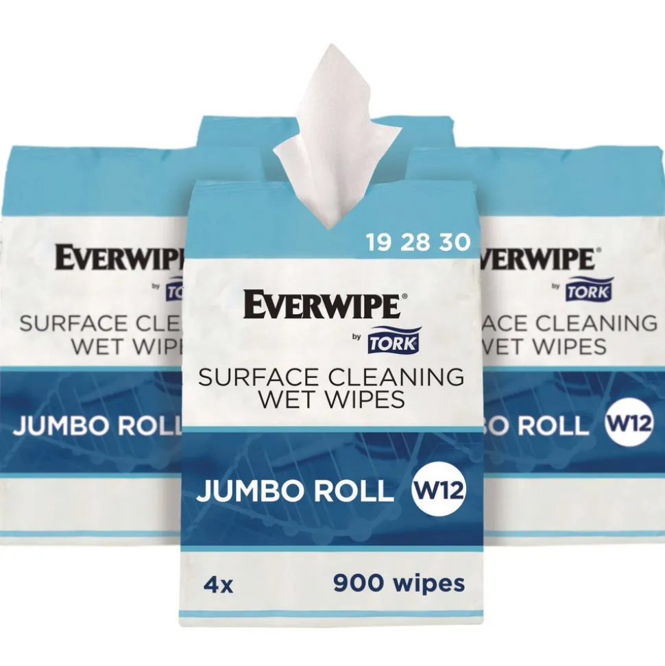 Tork 6 in. x 6 in. 1-Ply Surface Cleaning Wet Wipe - Lemon, White (4 Rolls/Carton)