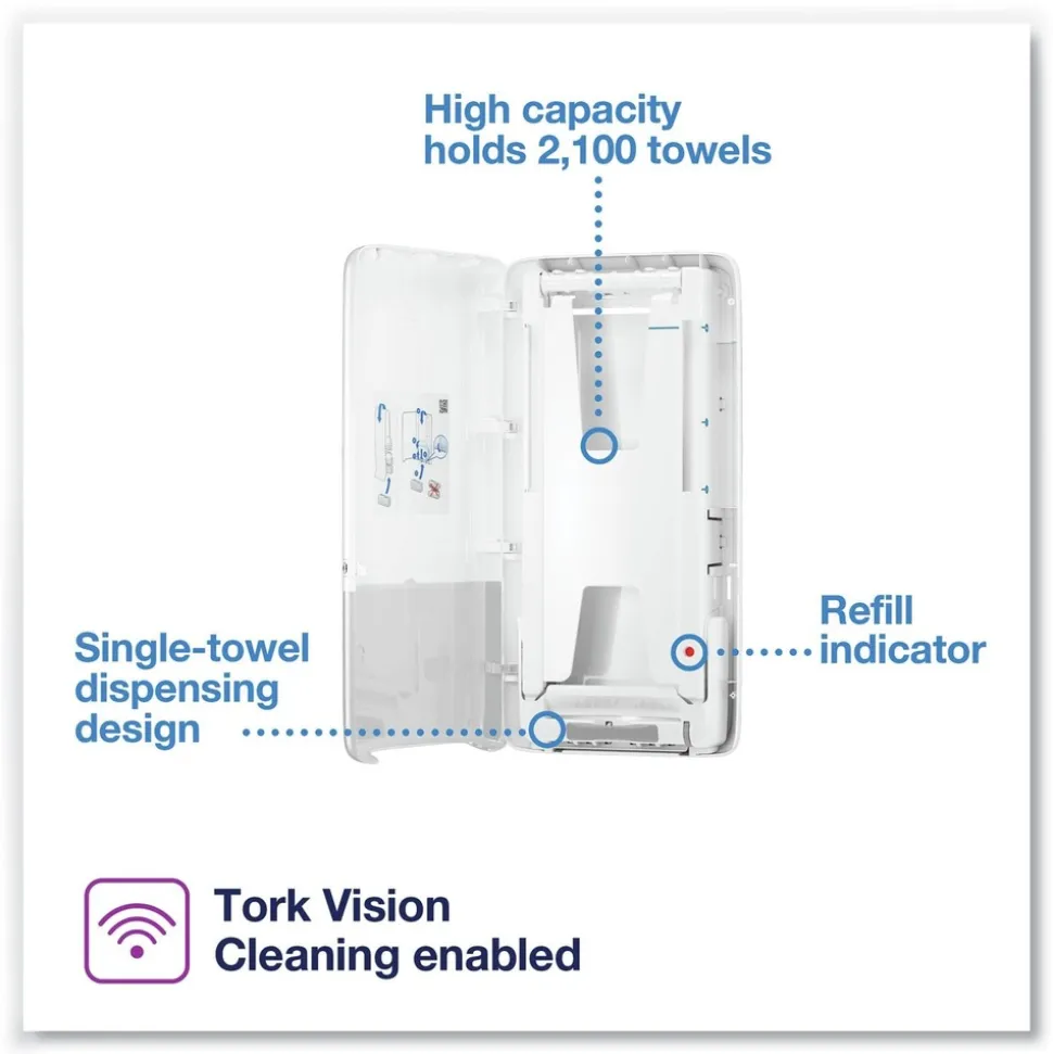 Tork 552520 14.57 in. x 3.98 in. x 28.74 in. PeakServe Continuous Hand Towel Dispenser - White