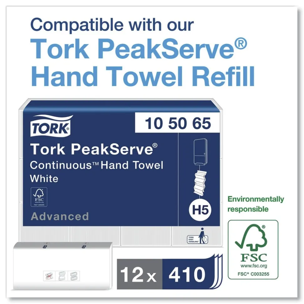 Tork 552520 14.57 in. x 3.98 in. x 28.74 in. PeakServe Continuous Hand Towel Dispenser - White