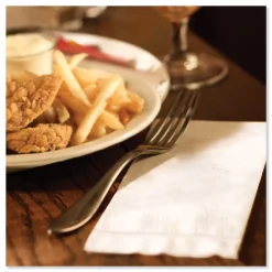 Tork NP7380A 3-Ply 17 in. x 16.125 in. 1/8 in. Fold Advanced Dinner Napkin - White (1740/Carton)