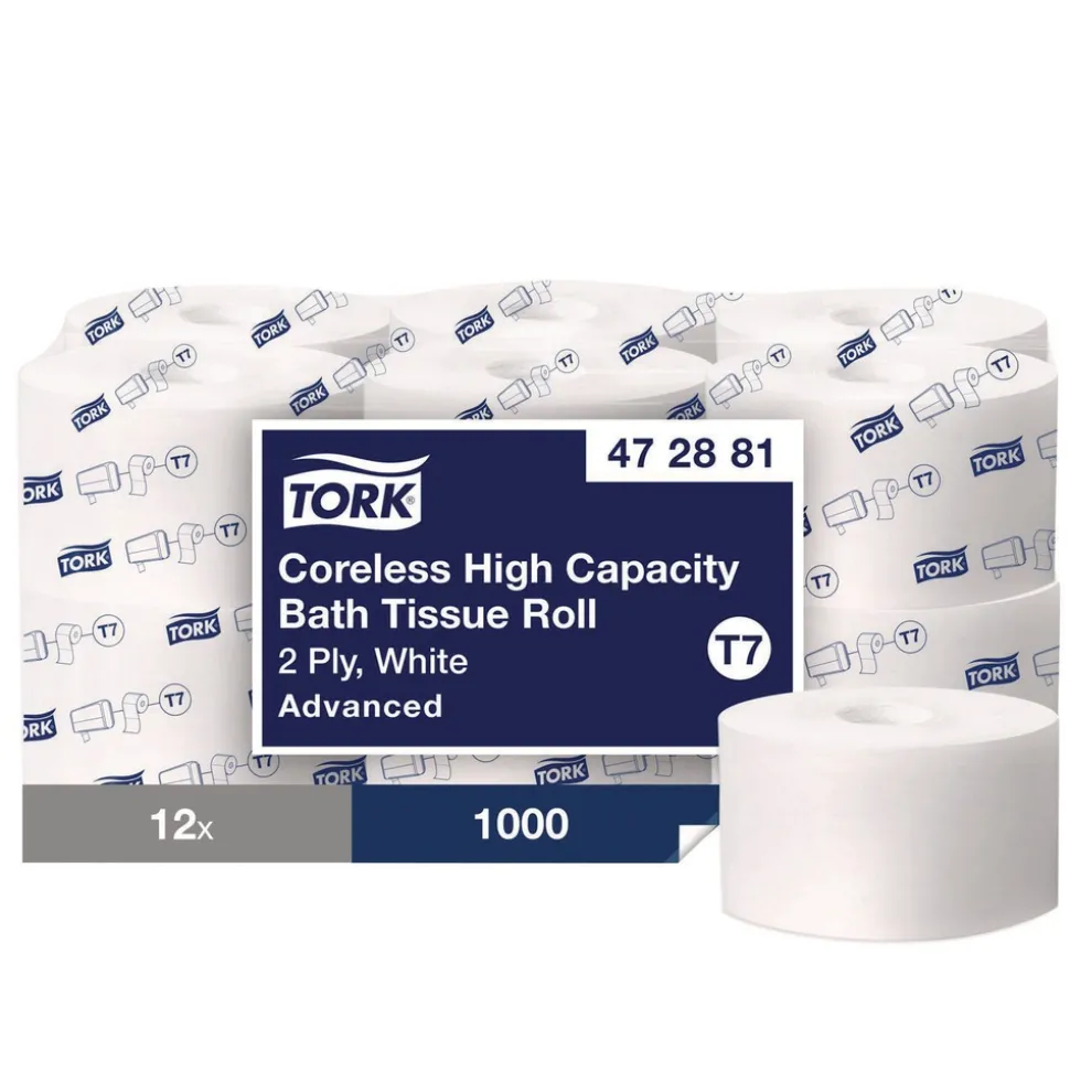 Tork 472881 2-Ply Advanced Coreless High Capacity Bath Tissue - White (12 Rolls/Carton)