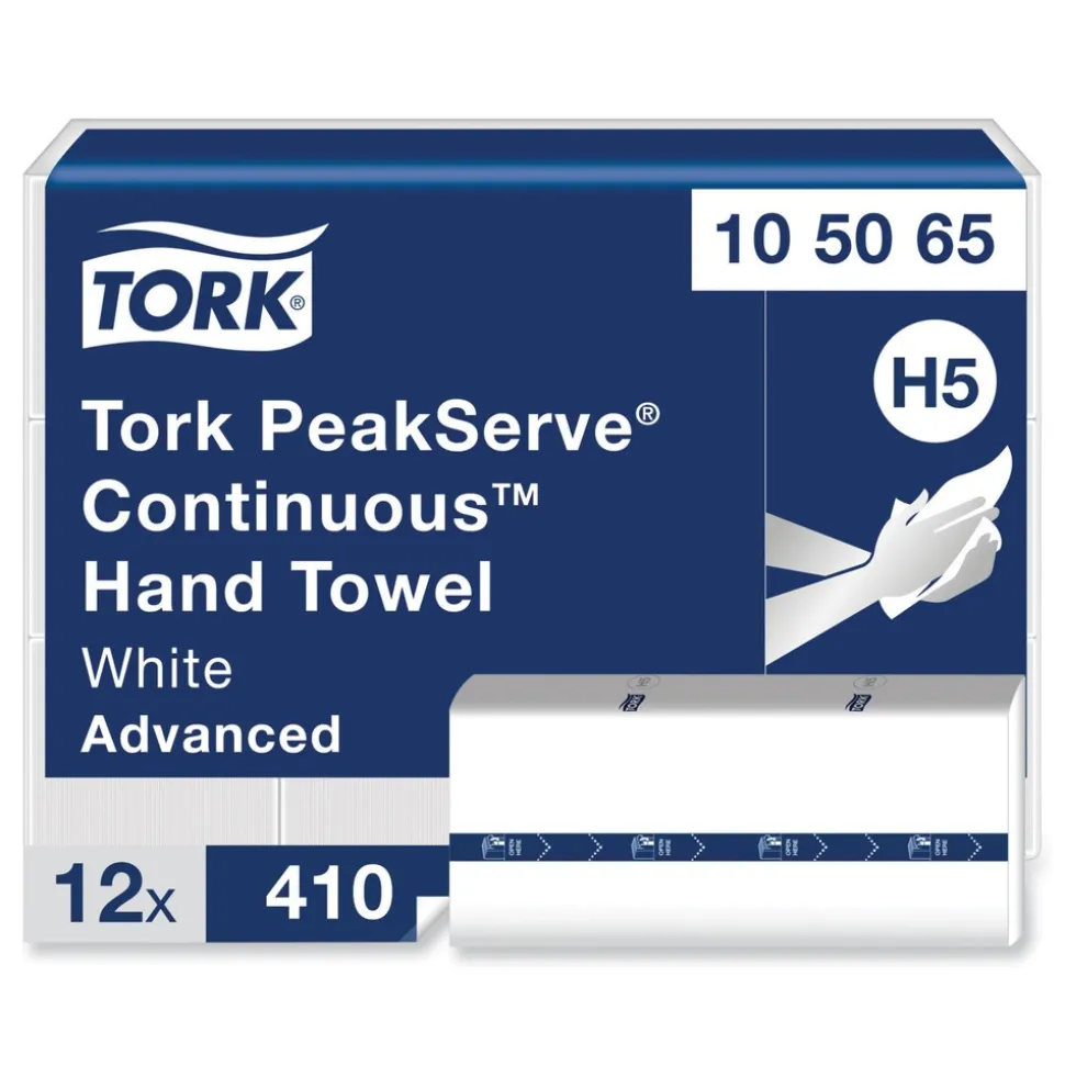 Tork 1-Ply 7.91 in. x 8.85 in. PeakServe Continuous Hand Towel - White (12/Carton)