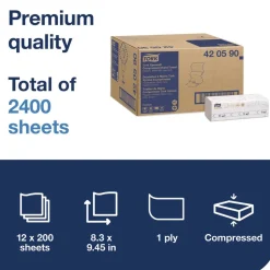 Tork 1-Ply 8.3 in. x 9.45 in. Xpress Compressed Multifold Hand Towels - White (12/Carton)