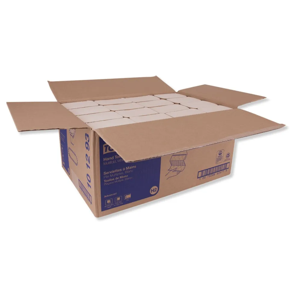 Tork 101293 9.13 x 9.5 2-Ply Multifold Paper Towels - White (189/Pack, 16 Packs/Carton)