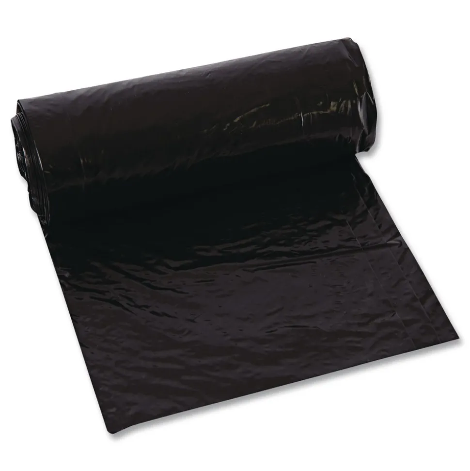 Trinity Plastics 23 in. x 46 in. 45 gal. 1.25 mil Flat Pack Low-Density Can Liners - Black (100/Carton)