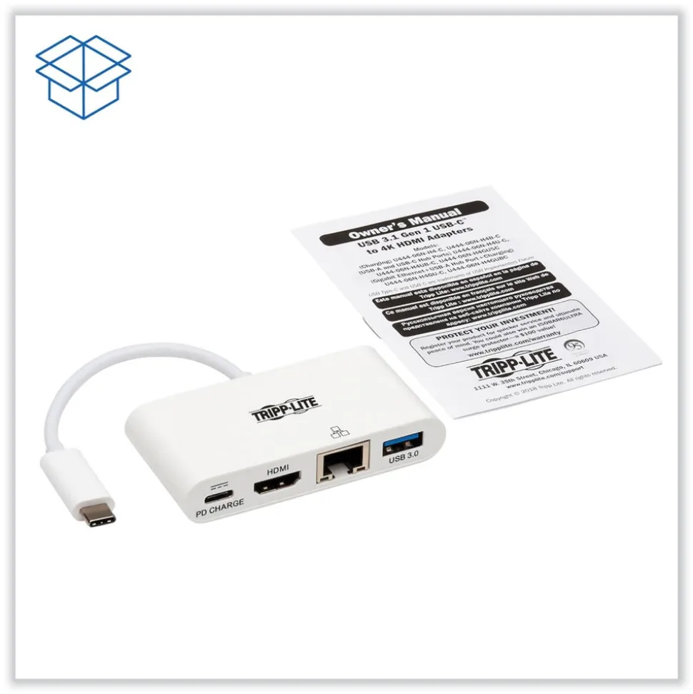Tripp Lite USB-C 4K HDMI USB-A PD Charging 4K Dock with Charging and Ethernet - White