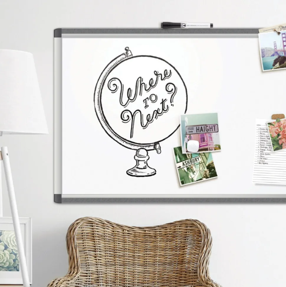 U Brands PINIT 35 x 23 Magnetic Dry Erase Board - White