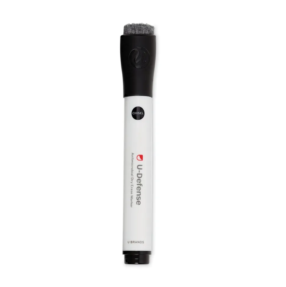 U Brands U-Defense Antimicrobial Broad Chisel Tip Dry-Erase Markers - Black (12/Pack)