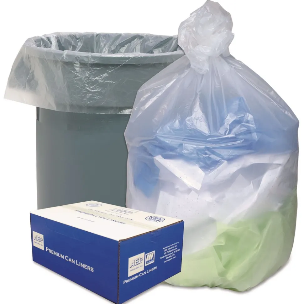 Ultra Plus 60 Gallon 14 microns 38 in. x 60 in. Can Liners - Natural (200/Carton)