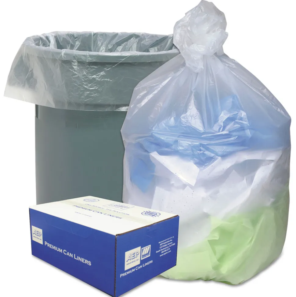 Ultra Plus 33 in. x 40 in. 33-Gallon 11 mic. Can Liners - Natural (500/Carton)