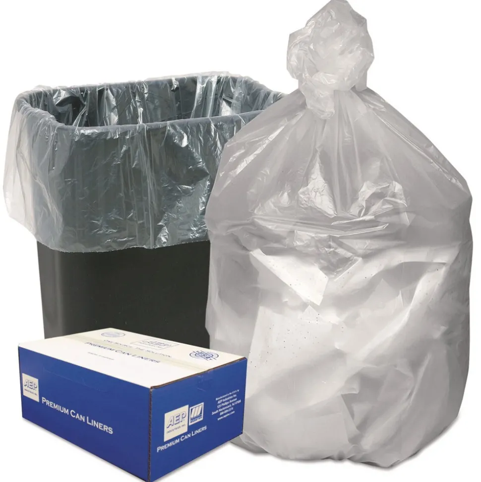 Ultra Plus 24 in. x 33 in. 16-Gallon 8 mic. Can Liners - Natural (1000/Carton)