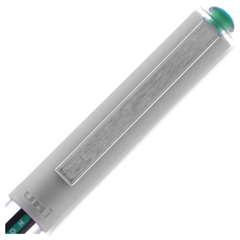 uni-ball Fine 0.7 mm VISION Stick Roller Ball Pen - Green Ink, Silver/Green/Clear Barrel (1-Dozen)