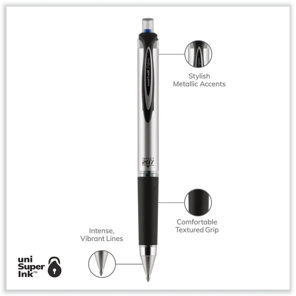uni-ball 207 Impact RT Gel Bold 1 mm Conical Tip Pen Refills - Blue Ink (2/Pack)
