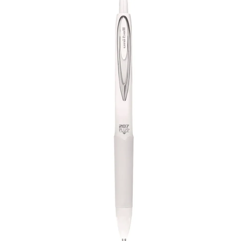 uni-ball Medium 0.7 mm 207 Plusplus Retractable Gel Pen - Black Ink, White Barrel (1-Dozen)